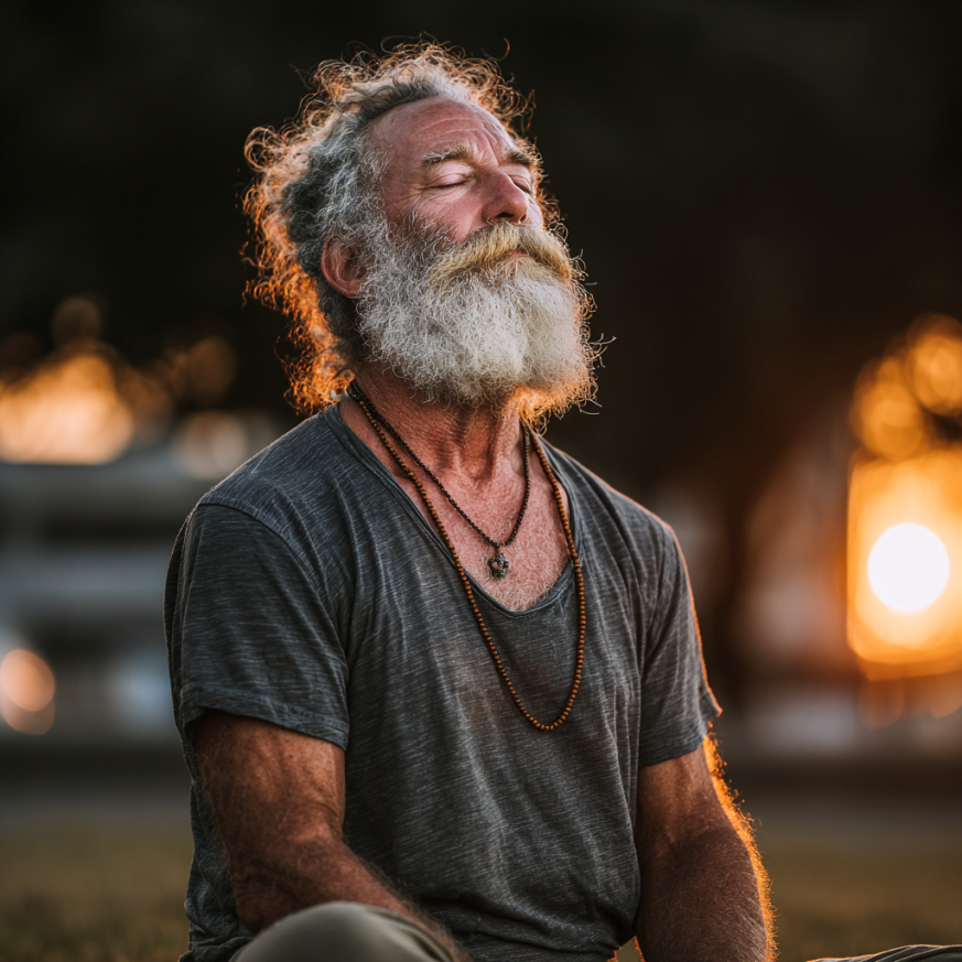 Група възрастни хора се усмихват след йога занятие